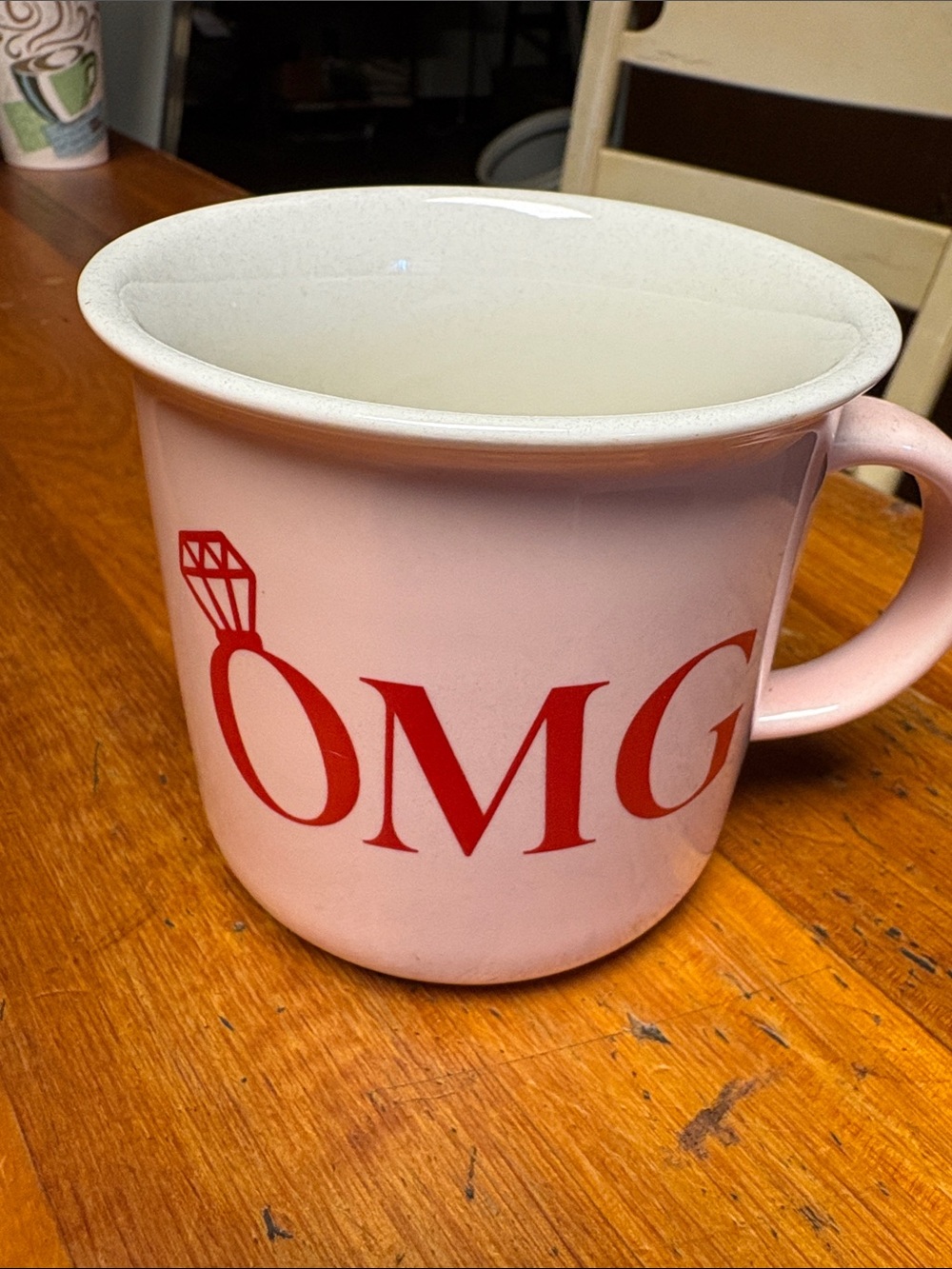 Pink OMG Ceramic Mug with Red Lettering